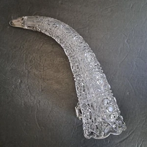 VTG Manganese GLOW Clear Crystal Cornucopia Horn Of Plenty Hanging Vase 12” Long - Picture 1 of 6