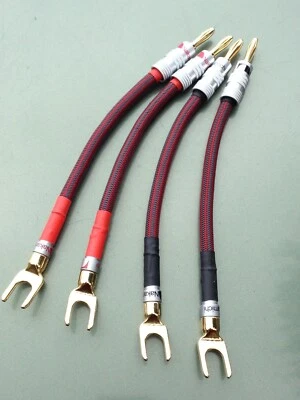 Set 4 Mogami Audiophile Bi Wire Speaker Jumper Cables Spade to Banana - Image 1 of 4