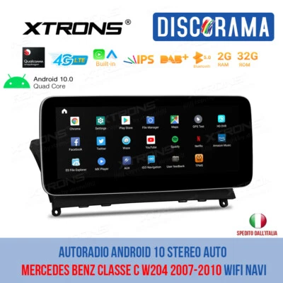 AUTORADIO ANDROID 10 STEREO AUTO MERCEDES BENZ CLASSE C W204 2007-2010 WIFI NAVI - Immagine 1 di 4
