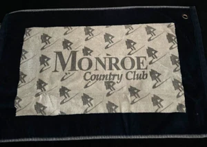 Monroe WI Country Club Golf Towel Navy and Tan Logo w Corner Grommet - Picture 1 of 4
