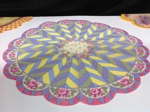 1 MacKenzie Childs Garland Round Scalloped Fan Napkin for Decoupage - Picture 1 of 3