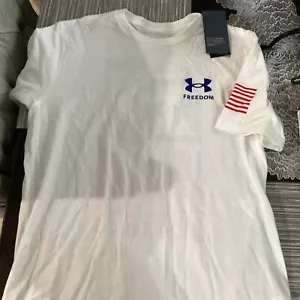 Camisa Under Armour Para Hombre UA Bandera de la Libertad Blanca Grande L America 4a EE. UU. Suelta Nueva - Imagen 1 de 2