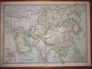 Antique Map ASIA 1897 Excellent Condition 12x16" Old Countries Pre-war - Picture 1 of 3