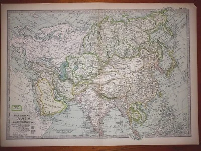 Antique Map ASIA 1897 Excellent Condition 12x16" Old Countries Pre-war  - Image 1 of 3