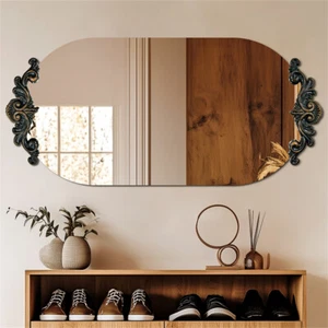 120x60cm Vintage Gold Baroque Wall Mirror Scrolled Oval Ornate Mid Century Italy - Picture 1 of 12