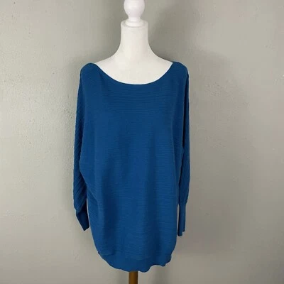 Suéter túnica azul Chicos talla 2 grande manga Dolman mezcla de cachemir de gran tamaño Foto 1 de 4