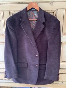 Lauren Ralph Lauren Dark Brown Cordory Blazer Cotton Leather Buttons 42 Regular - Picture 1 of 10