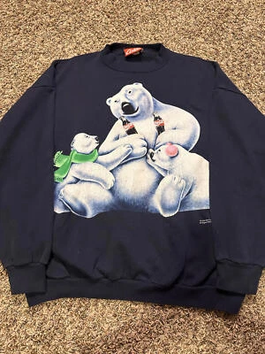 Pullover vintage Coke Bear 1995 azul marino talla XL Foto 1 de 4