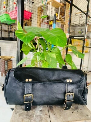 Naked Leather Motorcycle Bag Vintage Strap Tool Buckle Closure Black Genuine New - Image 1 of 4