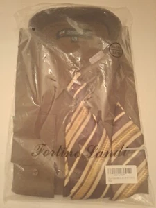 Men's Fortino Landi Dress Shirt Set Matching Tie And Handkerchief Sz 18.5 - Picture 1 of 3