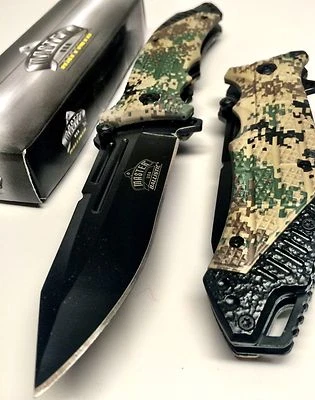 Navaja de Bolsillo MasterUSA Rescate Táctico Azul Abierto Asistido por Resorte MUA040DG Foto 1 de 2