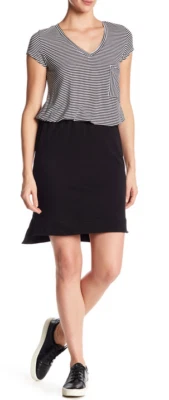 H By Bordeaux French Terry Hi-Lo Skirt Black L NWT $68 - Image 1 of 3