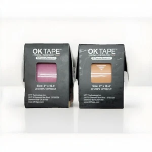 OK Tape Kinetic Kinesiology Precut 10 Strips 2 Boxes 40 Total Strips - Picture 1 of 3