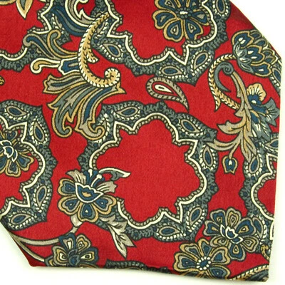 Corbata geométrica roja vintage Oscar De La Renta para hombre 57"x4" medallones cachemira Foto 1 de 4