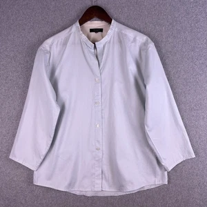 Camisa Ted Baker para hombre M? Azul Blanco Rayas Cuello Mandarín Barco Costero Preppy - Imagen 1 de 12