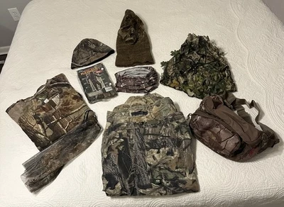 Camouflage Hunting Clothes Men’s Lot 3 Tshirts 2 Pants Caps Rain Suit Misc XL 2X - Image 1 of 4