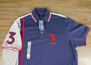 US Polo Assn. Polo Shirt Large Blue Big Pony Logo #3 USPA Polo Embroidered NWT - Picture 1 of 12