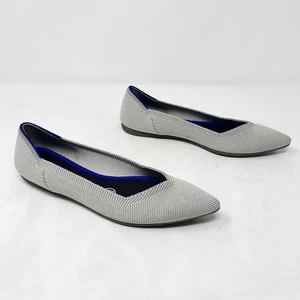 Rothy's Sz 6.5 The Point Birdseye Gray Slip On Washable Ballet Flats Pointed Toe - Picture 1 of 12
