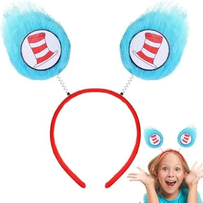 Diadema Reading Week, piel azul con rayas rojas, disfraz 1 pieza azul y rojo Foto 1 de 4