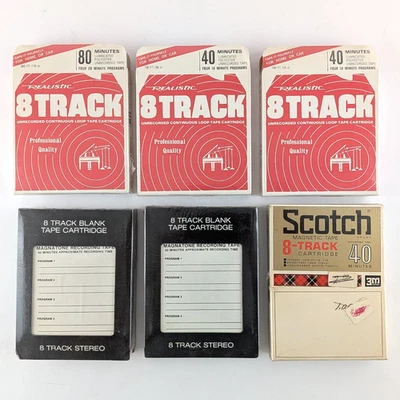 Blank 8 Track Tapes New & Sealed, Magnatone Scotch Realistic, 40 & 80 minutes - Image 1 of 4