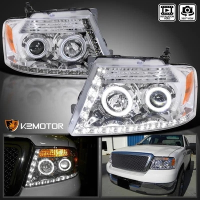 Fits 2004-2008 Ford F150 2006-2008 Lincoln Mark LT LED Halo Projector Headlights Foto 1 de 4