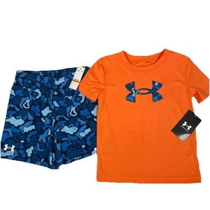 Under Armour Toddler Boys 3T Logo T-Shirt And Shorts Set Atomic Orange msrp $40 - Picture 1 of 5