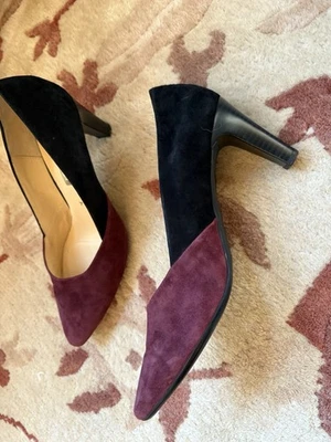 Tacones de salón GABOR 2 tonos gamuza cuero--negro y borgoña 7,5 Foto 1 de 3