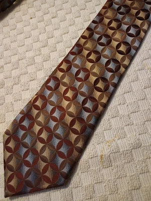 Corbata a rayas marrón geométrica para hombre 100 % seda 59L x 3,75W multicolor Covington Foto 1 de 3