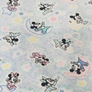 Vintage Dundee Disney Babies Mickey Minnie Moon Stars Cotton Baby Blanket 35x27 - Picture 1 of 7