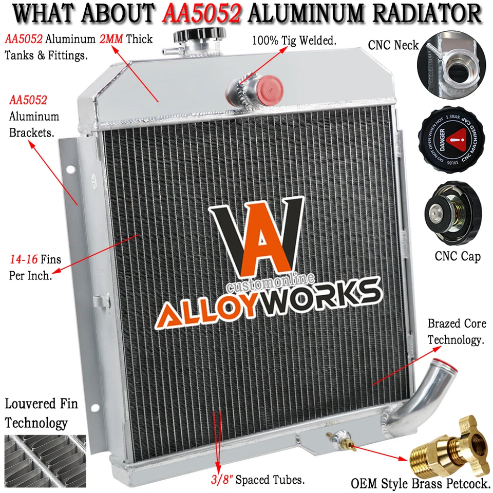 Radiador de alumínio 4 núcleos para 1965-1971 1967 Jeep CJ5 CJ6 DJ5 DJ6 Buick 225 V6 MT - Imagem 1 de 4