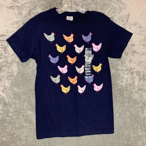 Delta Women Colorful Chicken Preshrunk Cotton Crew Neck Short Sleeve Shirt S NWT - Picture 1 of 10