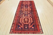 Vintage Tribal Oriental 4’9” x 10’4” Blue Wool Traditional Hand-Knotted Area Rug