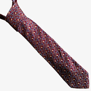 Corbata retro de seda roja con estampado floral vintage de los 90 Club Room de Charter Club - Imagen 1 de 4