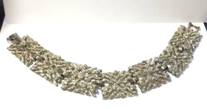 Vintage Textured Gold Tone Square Link Open Work Bracelet 7.5" L Costume Fashion - Picture 1 of 14