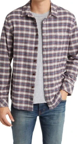 RAILS Shirt Mens XL Berry Grey Plaid Flannel Button Up Pocket FORREST $158 - Image 1 of 4