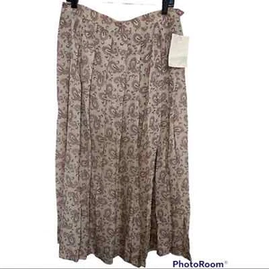 Talbots Vintage Beige/Burgundy Paisley Full-Length Pleated Skirt Size 16 NWT - Picture 1 of 8