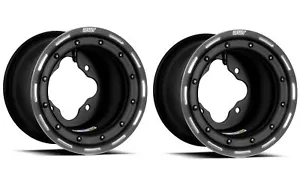 DWT G3 Rear Black Beadlock Wheels Rims Pair 8" 8x8 3+5 4/115 Banshee Warrior 350 - Picture 1 of 3
