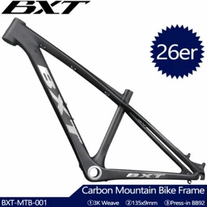 26er Full Carbon Fiber MTB Bike Frame 14inch Mountain Bicycle Frameset 3K Frames - Picture 1 of 13