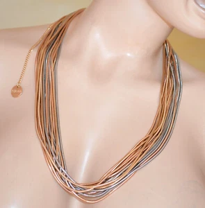 Collana donna girocollo collier oro rosa dorato argento multi fili maglia UNW16 - Foto 1 di 3