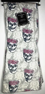 Halloween Skull & Roses Fairy Grunge Goth Punk Gray Pink Oversize Throw Blanket - Picture 1 of 5