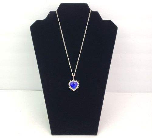 VETEMENTS Costume moda senza marchio cuore blu argento strass ciondolo collana gioielli