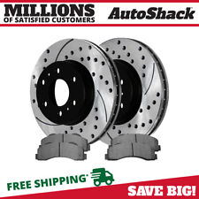 Drilled Slotted Brake Rotors Black & Ceramic Pads Kit Front for Ford F-150