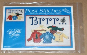 Sue Hillis "Brrr..." Winter Cross Stitch Pattern w/ Sweater Charm NIP - Picture 1 of 2