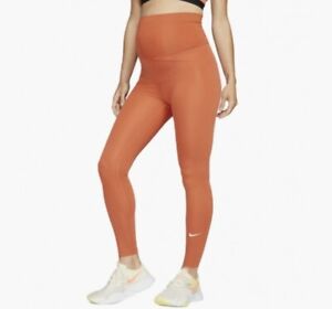 Nike One (M) Maternity Pregnancy Womens S-Shirt High Rise Leggings Orange 