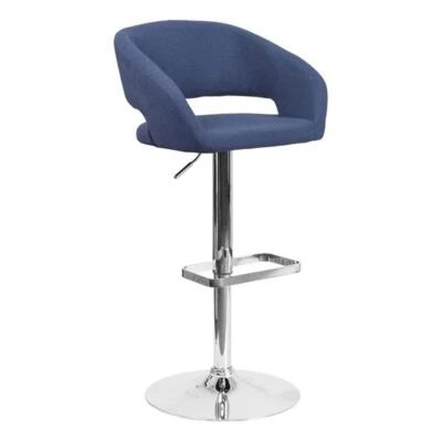 Bowery Hill 32'' Contemporary Fabric Adjustable Bar Stool in Blue - Image 1 of 4
