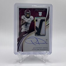 2020 Panini Immaculate Collection Collegiate Auto Patch #129 Quartney Davis A&M
