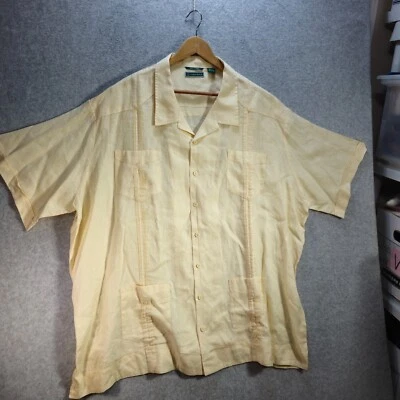 Cubavera Mens Adult 4XL Ivory Linen Button Up Short Sleeve Casual Resort Wear - Image 1 of 4