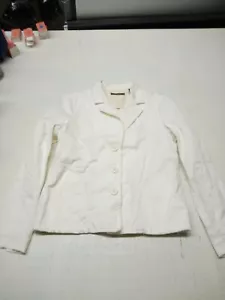 Liz Claiborne Career Blazer White Size Medium 100% Cotton 3 Button  - Picture 1 of 5