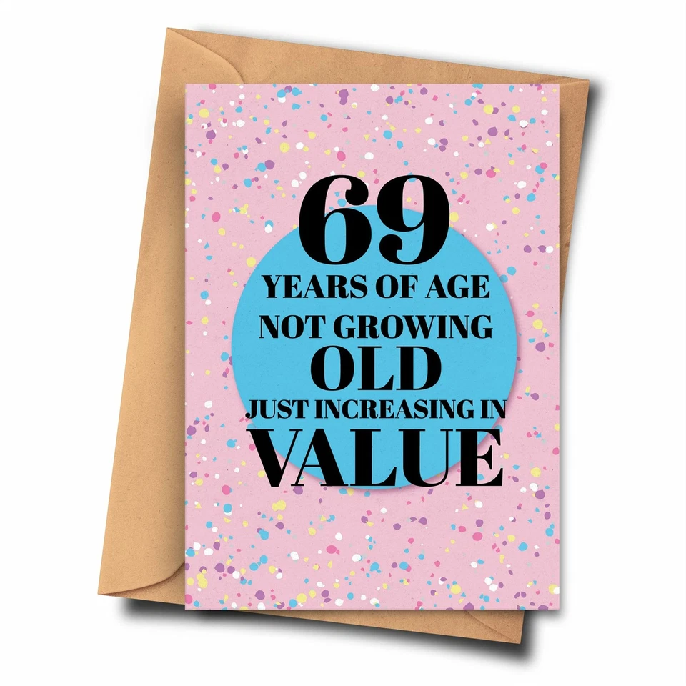 FAT FLAMINGOS 69th Birthday Card. 69 Years of Age Not Growing Old Just Increasing in Value.