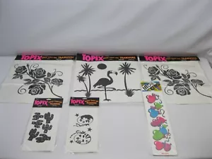 Topix Bügelbild Transfers Lot fluoreszierend Neon Blumen Herz Retro 1989 neu versiegelt - Bild 1 von 14